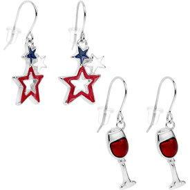 ボディキャンディー ピアス アメリカ 日本未発売 ブランド Body Candy Red Wine Glass and Patriotic Star Earrings Set of 2ボディキャンディー ピアス アメリカ 日本未発売 ブランド
