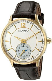 腕時計 モバード メンズ Movado Men's Swiss Quartz Gold-Tone and Leather Watch, Color:Brown (Model: 0660008)腕時計 モバード メンズ
