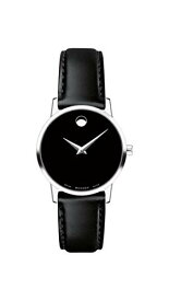 腕時計 モバード レディース Movado Women's Museum Stainless Steel Watch with Concave Dot, Silver/Black Strap (Model: 607274)腕時計 モバード レディース
