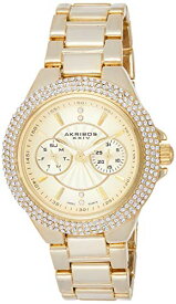 腕時計 アクリボスXXIV レディース Akribos XXIV Women's Multifunction Crystal Watch - 2 Subdials Day and Date, Rows of Crystal on Bezel on Stainless Steel Bracelet - AK789腕時計 アクリボスXXIV レディース