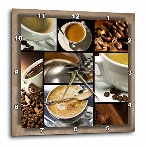 - Collage Themed Coffee 3dRose 輸入 アメリカ 海外モデル インテリア 壁掛け時計 Wall 輸入 アメリカ 海外モデル インテリア (DPP_28754_2)壁掛け時計 13-Inch by 13 Clock, 掛け時計