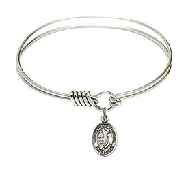 Bonyak Jewelry ブレスレット ジュエリー アメリカ アクセサリー 6 1/4 inch Round Eye Hook Bangle Bracelet w/St. Catherine of Bologna in Sterling SilverBonyak Jewelry ブレスレット ジュエリー アメリカ アクセサリー