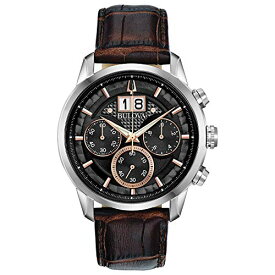 腕時計 ブローバ メンズ Bulova Men's Classic Sutton 6-Hand Chronograph Calendar "Big Date" Leather Strap Quartz Watch, Domed Mineral Crystal, 44mm腕時計 ブローバ メンズ