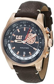 腕時計 キャタピラー メンズ タフネス 頑丈 Cat World Timer Multifunction GMT Men's Date Watch Rose Gold Brown Leather Strap WT19535129腕時計 キャタピラー メンズ タフネス 頑丈
