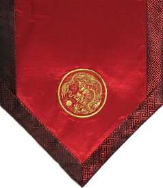 ヨガ フィットネス new Altar Cloth Or Wall Hanging - Embroidered w/Brocade Silk Trims : Red Dragon in Circleヨガ フィットネス new