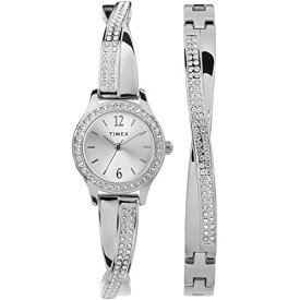 腕時計 タイメックス レディース Timex Women's Dress Crystal 23mm Watch & Bracelet Gift Set ? Silver-Tone腕時計 タイメックス レディース