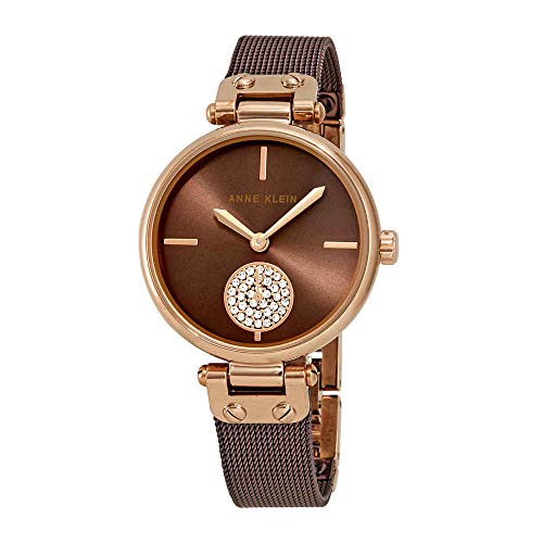 Swarovski Klein 【送料無料】Anne レディース アンクライン 腕時計 Crystals レディース アンクライン 3001RGBN腕時計 Watch Ladies Dial Brown レディース腕時計