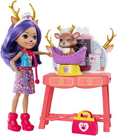 エンチャンティマルズ 人形 ドール Mattel Enchantimals Caring Vet Playset with Danessa Deer Doll and Sprint Animal Figure, 6-inch Small Doll, with Check-up Table, Basket, and Smaller Doctor Accessories, Gift for 3 to 8 エンチャンティマルズ 人形 ドール