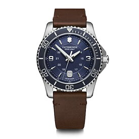 腕時計 ビクトリノックス スイス メンズ Victorinox Men's Stainless Steel Swiss Quartz Watch with Leather Strap, Brown, 21.5 (Model: 241863)腕時計 ビクトリノックス スイス メンズ