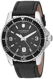 腕時計 ビクトリノックス スイス メンズ Victorinox Men's Stainless Steel Swiss Quartz Watch with Leather Strap, Black, 21.4 (Model: 241862)腕時計 ビクトリノックス スイス メンズ