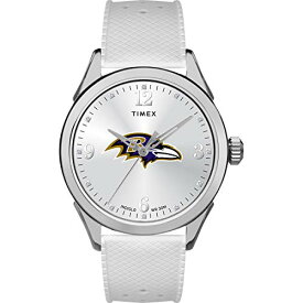 腕時計 タイメックス レディース Timex Women's NFL Athena 40mm Watch ? Baltimore Ravens with White Silicone Strap腕時計 タイメックス レディース