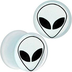 ボディキャンディー ボディピアス アメリカ 日本未発売 ウォレット Body Candy Unisex 5/8" 2Pc White Matte Glass UFO Alien Face Double Flare Ear Plug Gauges Set of 2 16mmボディキャンディー ボディピアス アメリカ 日本未発売 ウォレット