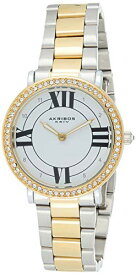 腕時計 アクリボスXXIV レディース Akribos XXIV Swarovski Crystal Studded Women's Watch - Stylish Two Tone Gold and Silver Stainless Steel Bracelet Strap, Sparkling Bezel - AK1036TTG腕時計 アクリボスXXIV レディース