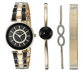 腕時計 アンクライン レディース Anne Klein Women's AK/3286BKST Premium Crystal Accented Gold-Tone and Black Watch and Bracelet Set腕時計 アンクライン レディース