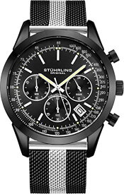 腕時計 ストゥーリングオリジナル メンズ Stuhrling Original Chronograph Mens Watch Analog Watch Dial with Date - Tachymeter, Leather or Mesh Band (Black-Silver)腕時計 ストゥーリングオリジナル メンズ