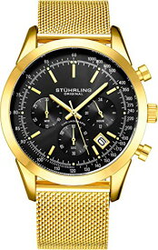 腕時計 ストゥーリングオリジナル メンズ Stuhrling Original Chronograph Mens Watch Analog Watch Dial with Date - Tachymeter, Leather or Mesh Band (Gold)腕時計 ストゥーリングオリジナル メンズ