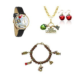 腕時計 気まぐれなかわいい プレゼント クリスマス ユニセックス Whimisical Gifts Teacher Watch & Jewelry Set (4 Pieces, Gold)腕時計 気まぐれなかわいい プレゼント クリスマス ユニセックス