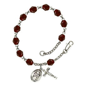 Bonyak Jewelry ブレスレット ジュエリー アメリカ アクセサリー St. Agatha Silver Plate Rosary Bracelet 6mm January Red Fire Polished Beads Crucifix Size 5/8 x 1/4 medal charmBonyak Jewelry ブレスレット ジュエリー アメリカ アクセサリー