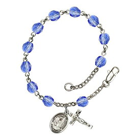 Bonyak Jewelry ブレスレット ジュエリー アメリカ アクセサリー St. Elizabeth of the Visitation Silver Plate Rosary Bracelet 6mm September Blue Fire Polished Beads Crucifix 5/8 x 1/4 medalBonyak Jewelry ブレスレット ジュエリー アメリカ アクセサリー