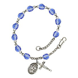 Bonyak Jewelry ブレスレット ジュエリー アメリカ アクセサリー St. Elizabeth Ann Seton Silver Plate Rosary Bracelet 6mm September Blue Fire Polished Beads Crucifix Size 5/8 x 1/4 medalBonyak Jewelry ブレスレット ジュエリー アメリカ アクセサリー