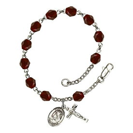 Bonyak Jewelry ブレスレット ジュエリー アメリカ アクセサリー St. Rose of Lima Silver Plate Rosary Bracelet 6mm January Red Fire Polished Beads Crucifix Size 5/8 x 1/4 medal charmBonyak Jewelry ブレスレット ジュエリー アメリカ アクセサリー