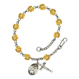 Bonyak Jewelry ブレスレット ジュエリー アメリカ アクセサリー St. Lillian Silver Plate Rosary Bracelet 6mm November Yellow Fire Polished Beads Crucifix Size 5/8 x 1/4 medal charmBonyak Jewelry ブレスレット ジュエリー アメリカ アクセサリー