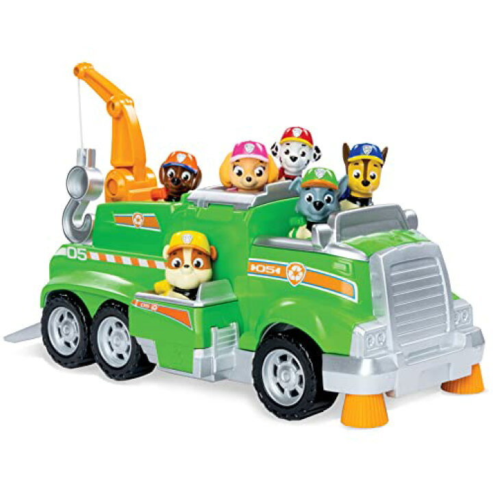 楽天市場 送料無料 パウパトロール Paw Patrol ロッキーのトータルチームレスキュー リサイクルトラック 6匹のパウパトロール キャラクターフィギュア ロッキー 複数キャラクター Angelica