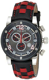 腕時計 アクリボスXXIV メンズ Akribos XXIV Men's 'Explorer' Chronograph Watch - 3 Multifunction Subdials with Date Window On Genuine Black and Red Woven Leather Checkerboard Pattern Strap - AK612腕時計 アクリボスXXIV メンズ