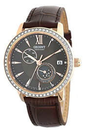 腕時計 オリエント レディース ORIENT Ladies Swarovski Automatic 'Sun and Moon' Brown Dial Rose Gold Watch RA-AK0005Y腕時計 オリエント レディース