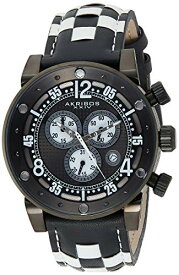 腕時計 アクリボスXXIV メンズ Akribos XXIV Men's 'Explorer' Chronograph Watch - 3 Multifunction Subdials with Date Window On Genuine Black and White Woven Leather Checkerboard Pattern Strap - AK612腕時計 アクリボスXXIV メンズ