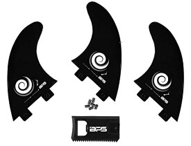 サーフィン フィン マリンスポーツ BPS Fiberglass Reinforced 3pc Surf Fins - Glass Flex Thruster Set FCS G5 M5 Styled - Surfboard Fins with Screw Hardware and Wax Comb (Koru Black)サーフィン フィン マリンスポーツ