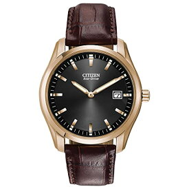 腕時計 シチズン 逆輸入 海外モデル 海外限定 AU1043-00E Citizen Men's Classic Eco-Drive Leather Strap Watch, Date, Luminous Hands and Markers, Black Dial, Brown Strap/Rose Gold腕時計 シチズン 逆輸入 海外モデル 海外限定 AU1043-00E