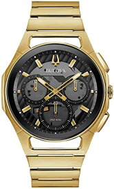 腕時計 ブローバ メンズ Bulova Men's CURV High Performance Quartz Stainless Steel Watch, 5-Hand Chronograph, Sapphire Crystal, Luminous Hands, Gold-Tone/Black Dial腕時計 ブローバ メンズ