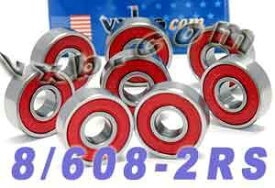 ベアリング スケボー スケートボード 海外モデル 直輸入 VXB Brand Skateboard Bearing Set of 8 Sealed 608RS Ball Bearings Carbon Steel with Red Rubber Seals 608-2RSベアリング スケボー スケートボード 海外モデル 直輸入