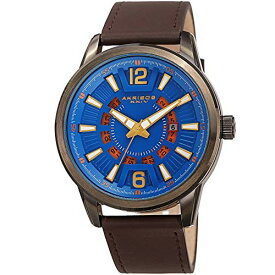 腕時計 アクリボスXXIV メンズ Akribos XXIV Men’s Sporty Watch ? Colored Semi Transparent Date Wheel Textured Linear Pattern - Leather StrapAK1079 (Gun Case Brown Strap)腕時計 アクリボスXXIV メンズ