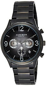 腕時計 アクリボスXXIV メンズ Akribos XXIV Men's Chronograph Watch - 3 Multifunction Subdials and Date Window On Sunray Dial - Stainless Steel Slim Bracelet - AK607 (Black)腕時計 アクリボスXXIV メンズ