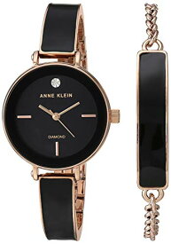 腕時計 アンクライン レディース Anne Klein Women's Genuine Diamond Dial Rose Gold-Tone and Black Bangle Watch with Bracelet Set, AK/3620BKST腕時計 アンクライン レディース