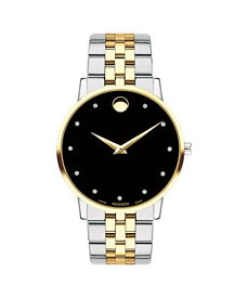 腕時計 モバード メンズ Movado Museum, Stainless Steel Yellow Pvd Case, Black Dial, Stainless Steel Bracelet, Men, 0607202腕時計 モバード メンズ