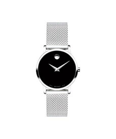 腕時計 モバード レディース Movado Women's Museum Stainless Steel Watch with a Concave Dot Museum Dial, Black/Silver (607220)腕時計 モバード レディース