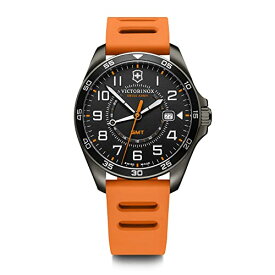 腕時計 ビクトリノックス スイス メンズ Victorinox FieldForce Sport GMT - Water-Resistant Watch for Men - Black Dial and Orange Rubber Strap腕時計 ビクトリノックス スイス メンズ