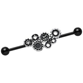 ボディキャンディー ボディピアス アメリカ 日本未発売 ウォレット Body Candy Black Plated Stainless Steel Steampunk Gears Helix Earring Industrial Barbell Piercing 14 Gauge 36mmボディキャンディー ボディピアス アメリカ 日本未発売 ウォレット