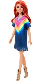 バービー バービー人形 ファッショニスタ Barbie Fashionistas Doll #141 with Long Red Hair Wearing Tie-Dye Fringe Dress, Golden Boots & Earrings, Toy for Kids 3 to 8 Years Oldバービー バービー人形 ファッショニスタ