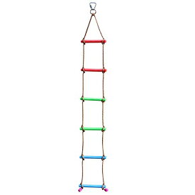 ジャングルジム ブランコ 屋内・屋外遊び 幼児 小学生 Rainbow Craft 6.6FT Climbing Rope Ladder Ninja Ladder for Kids - Kids Ninja Warrior Obstacle Course Accessories - Ninja Warrior Slackline Ladder, Plジャングルジム ブランコ 屋内・屋外遊び 幼児 小学生