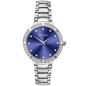 腕時計 セコンダ イギリス レディース Sekonda Women’s Stone Set Blue Dial Silver Bracelet Quartz Watch 40033腕時計 セコンダ イギリス レディース