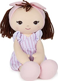 ガンド GUND ぬいぐるみ リアル お世話 GUND Baby Toddler Doll Plush Brunette, Pink Striped Dress, 8"ガンド GUND ぬいぐるみ リアル お世話