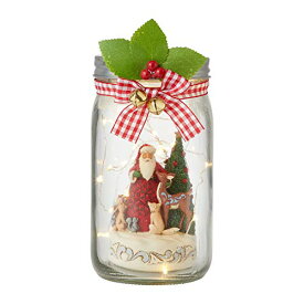 エネスコ Enesco 置物 インテリア 海外モデル アメリカ Enesco Jim Shore Country Living Lighted Glass Jar with Santa Christmas Figurine 6007448エネスコ Enesco 置物 インテリア 海外モデル アメリカ