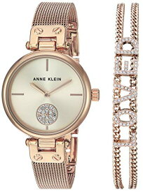 腕時計 アンクライン レディース Anne Klein Women's Premium Crystal Accented Rose Gold-Tone Mesh Watch and Bracelet Set, AK/3552RGST腕時計 アンクライン レディース