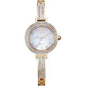 腕時計 シチズン 逆輸入 海外モデル 海外限定 Citizen Women's Eco-Drive Dress Classic Crystal Bangle Watch in Rose-tone Stainless Steel, Mother of Pearl Dial (Model: EM0863-53D)腕時計 シチズン 逆輸入 海外モデル 海外限定