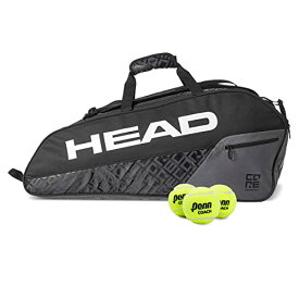 テニス バッグ ラケットバッグ バックパック HEAD Core 6R Combi Tennis Racquet Bag - 6 Racket Tennis Equipment Duffle Bag,Black/Greyテニス バッグ ラケットバッグ バックパック