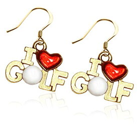 気まぐれなかわいい プレゼント クリスマス ピアス アメリカ Whimsical Gifts Sports Charm Earrings (I Love Golf, Gold)気まぐれなかわいい プレゼント クリスマス ピアス アメリカ